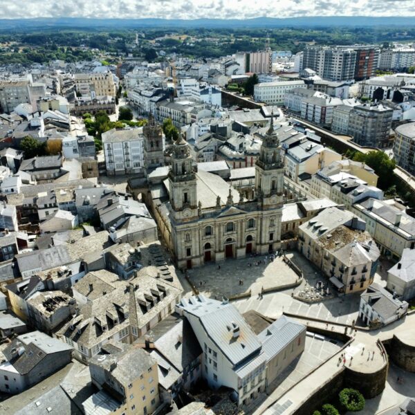 An aerial view of a large city with lots of buildings